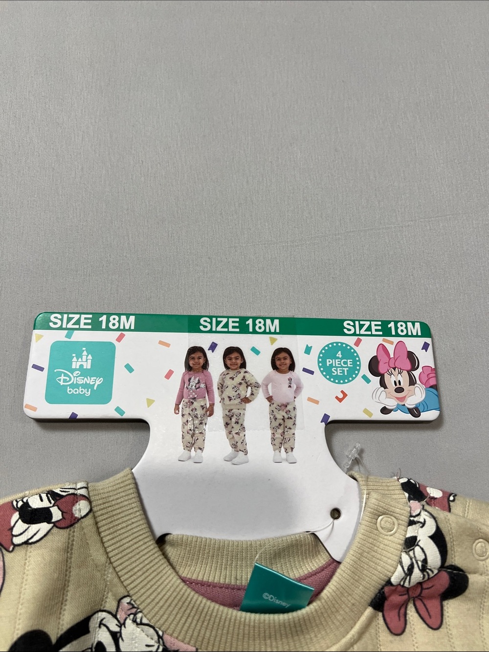 Disney Girls Minnie Mouse 4-Piece Pajama Set in Pink and Cream Size 18M - Picture 7 of 10